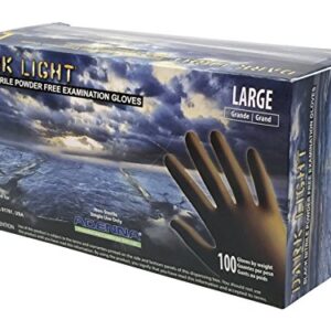 Adenna Dark Light 9 mil Nitrile Powder Free Exam Gloves (Black), Large - Box of 100 (DLG676)