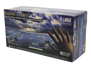 adenna dlg679 dark light 9 mil nitrile powder free exam gloves (black, xx-large) box of 90