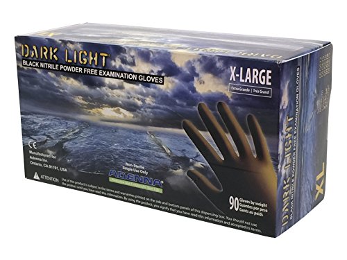 Adenna DLG679 Dark Light 9 mil Nitrile Powder Free Exam Gloves (Black, XX-Large) Box of 90