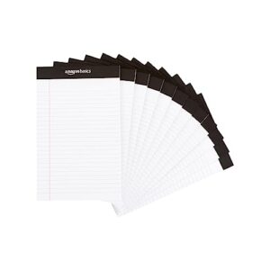 amazon basics narrow ruled lined writing note pad, 5 inch x 8 inch, white, 12 count ( 12 pack of 50 )