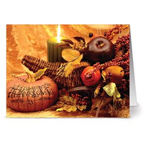 note card cafe thanksgiving greeting cards with kraft envelopes | 24 pack | thanksgiving centerpiece design | blank inside, glossy finish | winter, fall, autumn, holiday