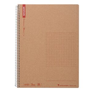 maruman n246es ring notebook, 0.2 inch (5 mm), grid ruled, basic, b5, 80 sheets, set of 5