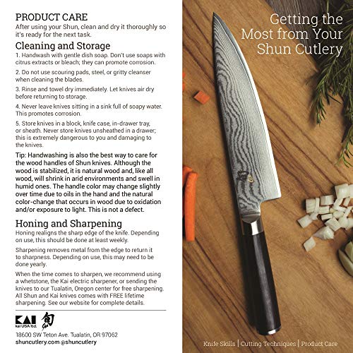 Shun Cutlery Knife Care Kit, Restore Tarnish, Discoloration & Surface Rust, Includes 3 Polishing Cloths, 5 Polishing Sticks, 2 oz. Bottle of Food Grade Oil, & Talc Ball, Knife Cleaning Kit