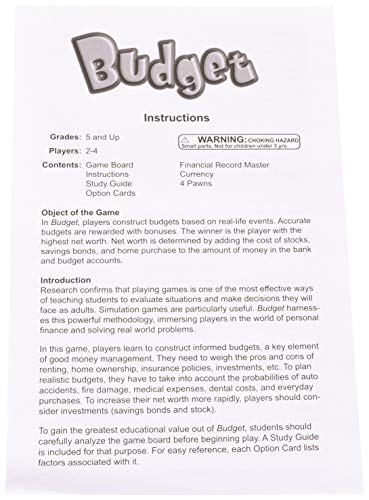 Learning ADVANTAGE-4373 Budget - Budgeting Game for Kids - Teach Money, Math and Critical Thinking