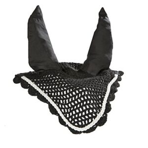 intrepid international all crochet fly veil with ears, black/silver, horse size