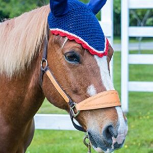 Intrepid International All Crochet Fly Veil with Ears, Black/Silver, Horse Size