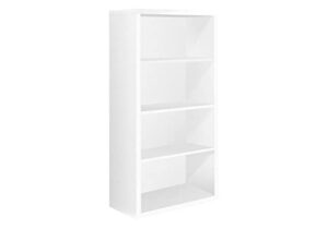 monarch specialties 7059 bookshelf, bookcase, etagere, 5 tier, h, office, bedroom, laminate, white, contemporary, modern bookcase-48 h adjustable shelves, 48-inch