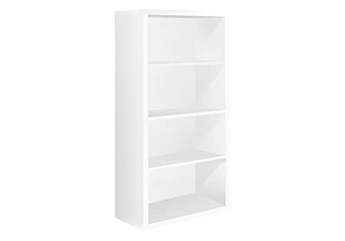 Monarch Specialties 7059 Bookshelf, Bookcase, Etagere, 5 Tier, H, Office, Bedroom, Laminate, White, Contemporary, Modern Bookcase-48 H Adjustable Shelves, 48-Inch