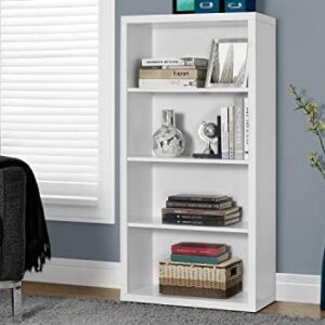 Monarch Specialties 7059 Bookshelf, Bookcase, Etagere, 5 Tier, H, Office, Bedroom, Laminate, White, Contemporary, Modern Bookcase-48 H Adjustable Shelves, 48-Inch