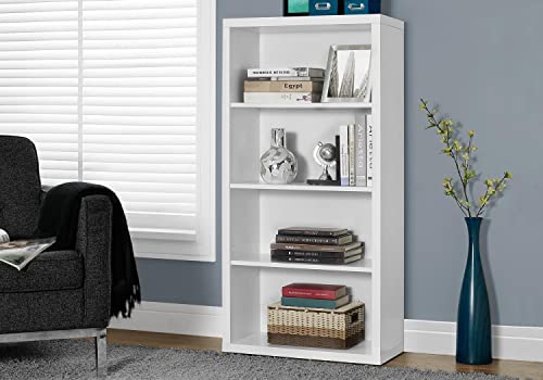 Monarch Specialties 7059 Bookshelf, Bookcase, Etagere, 5 Tier, H, Office, Bedroom, Laminate, White, Contemporary, Modern Bookcase-48 H Adjustable Shelves, 48-Inch