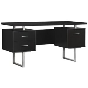 monarch specialties cappuccino hollow-core/silver metal office desk, 60-inch