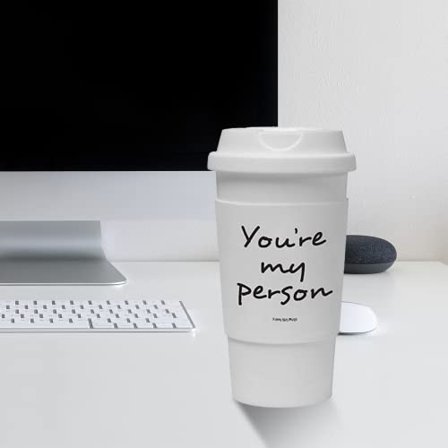 Funny Guy Mugs You're My Person Travel Tumbler With Removable Insulated Silicone Sleeve, White, 16-Ounce