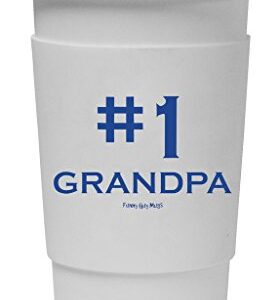 Funny Guy Mugs #1 Grandpa Travel Tumbler With Removable Insulated Silicone Sleeve, White, 16-Ounce