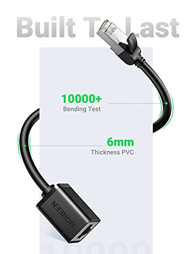 UGREEN Ethernet Extension Cable Cat6 LAN Cable Extender Cat 6 RJ45 Network Patch Cord Male to Female Connector for Router Modem Smart TV PC Computer Laptop 10FT