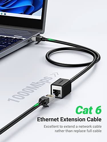 UGREEN Ethernet Extension Cable Cat6 LAN Cable Extender Cat 6 RJ45 Network Patch Cord Male to Female Connector for Router Modem Smart TV PC Computer Laptop 10FT