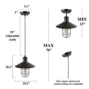 LNC Industrial Cage Pendant Lighting, Black Small Hanging Fixture for Kitchen Island, Bedroom, Dining Room, Entryway and Foyer