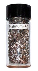 platinum metal leaf element sample in glass vial - great for collections, displays, education and gifts