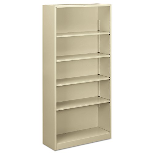 MyDirectAdvantage HON S72ABCL Metal Bookcase, Five-Shelf, 34-1/2w x 12-5/8d x 71h, Putty