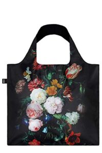 loqi museum jan davidsz de heem's still life with flowers in a glass vase reusable shopping bag, multicolored