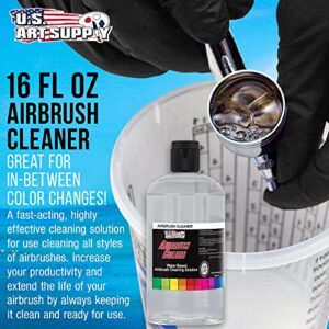 U.S. Art Supply Airbrush Cleaner, 16-Ounce Pint Bottle - Fast Acting Cleaning Solution, Quickly Remove Water-Based Acrylic Paint, Watercolor, Makeup - Clean Clogged Airbrushes, Brushes, Artist Tools