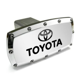 toyota logo and name billet aluminum tow hitch cover