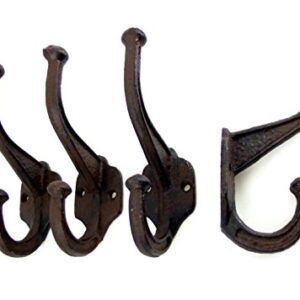 Simple cast iron coat hook, set of 4