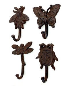 bugs cast iron coat hooks, set of 4