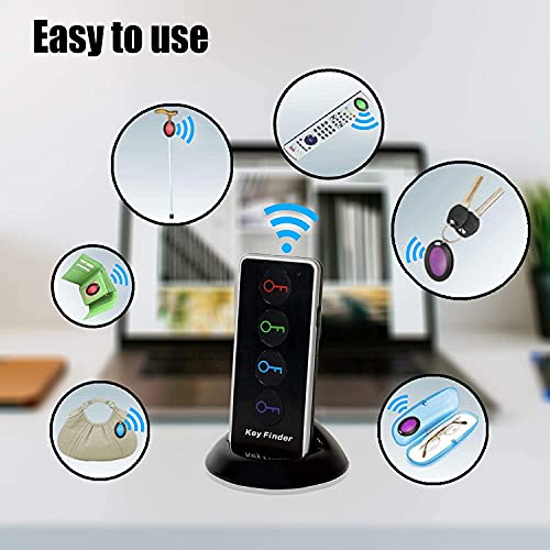 JTD Wireless RF Item Locator/Key Finder with LED flashlight and base support. With 4 Receivers Key Finder-Wireless key RF locator, Remote Control, Pet, Cell, Wireless RF Remote Item, Wallet Locator. (4 Receivers)