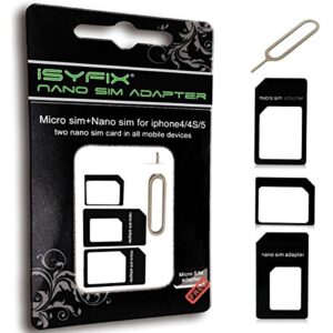 isyfix sim card adapter nano micro - standard 4 in 1 converter kit with steel tray eject pin