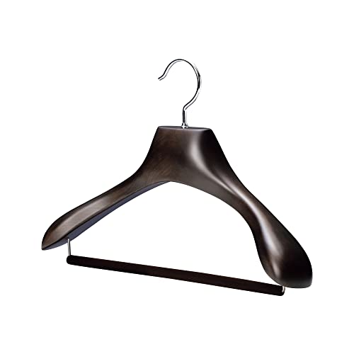 NAKATA HANGER:Made in Japan Wooden Men's Suit Hanger with a Felt bar Smoked Brown AUT-03