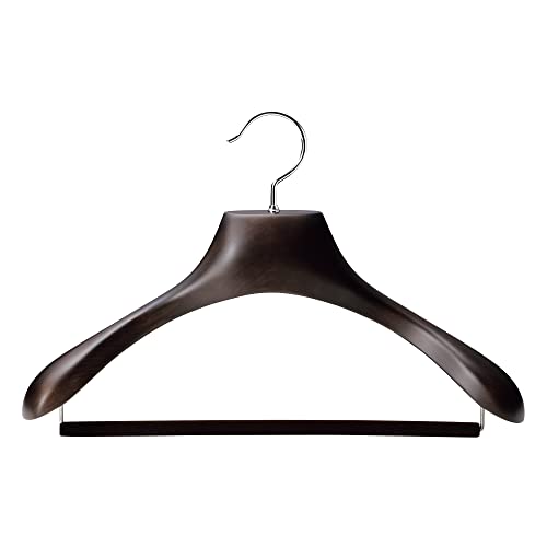 NAKATA HANGER:Made in Japan Wooden Men's Suit Hanger with a Felt bar Smoked Brown AUT-03