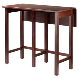 Winsome Lynnwood Collection 3 Piece Drop Leaf Table with 2 Counter V-Back Stools, Brown