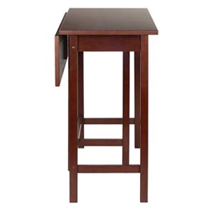 Winsome Lynnwood Collection 3 Piece Drop Leaf Table with 2 Counter V-Back Stools, Brown