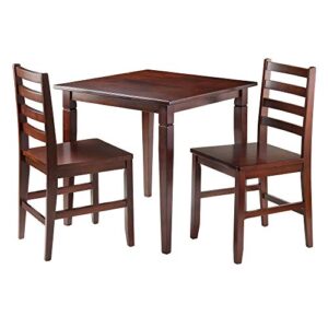 winsome kingstate dinning table with 2 hamilton ladder back chairs, brown