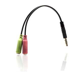 kingwin 7 1/4 inch microphone & headphone splitter, turn a 3.5 mm combo headphone/microphone port into two distinct ports, one 3.5 mm headphone jack & one 3.5 mm microphone port (hps-185)