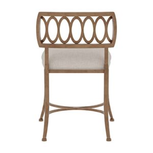 Hillsdale, Canal Street Metal Vanity Stool with Interlocking Oval Back Design for Makeup Room or Bathroom, Golden Bronze