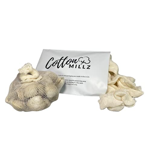 Cotton Millz 24" Cotton Boiling Bags for Seafood Bakes & Broils, Clams, Crab, Lobster, Soups, Broths; Reusable or Disposable; Made in USA (100 Pack)