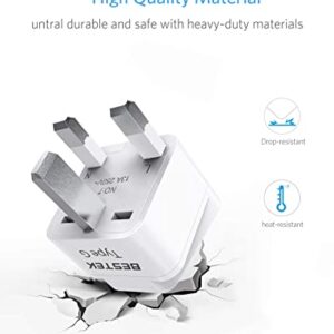 BESTEK UK Travel Plug Adapter Set, Grounded Universal Power Plug Adapter for USA to Type G Countries, UK, Ireland, Hong Kong and More-3 Packs