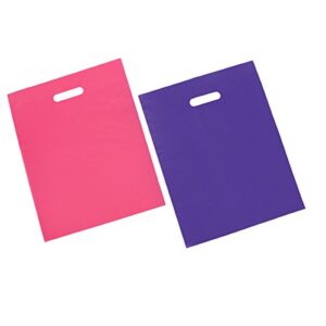100 12x15 glossy pink and purple plastic merchandise bags w/handles