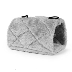 STONCEL Plush Bird Bed Hammock Hanging Cage Parrot House Snuggle Happy Hut Tent Parakeet Toy (Grey, M)