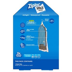 Ziploc Hanging Space Bag Clothes Vacuum Sealer Storage Bags for Home and Closet Organization, 1 Bag Total