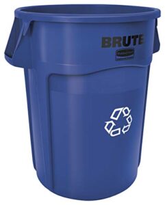 rubbermaid commercial fg264307blue brute heavy-duty round recycling container, 44-gallon, blue