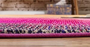 Unique Loom Estrella Collection, Gradient, Sunset, Abstract, Bright Colors Area Rug, 6' 1" x 6' 1", Pink/Gold