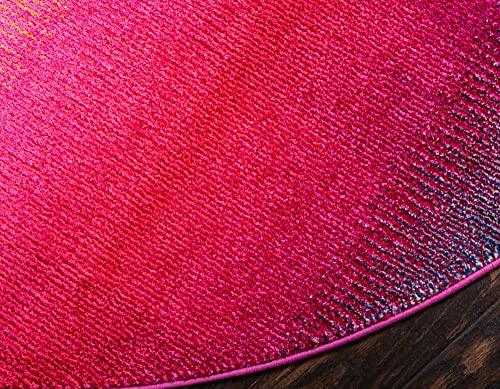 Unique Loom Estrella Collection, Gradient, Sunset, Abstract, Bright Colors Area Rug, 6' 1" x 6' 1", Pink/Gold