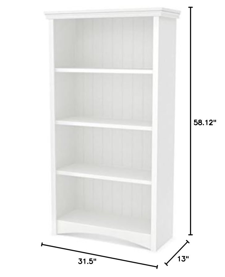 South Shore Gascony 4-Shelf Bookcase Pure White