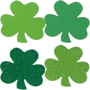 St. Patricks Day Decorations - 4 Foam Shamrocks - 12 Per Pack