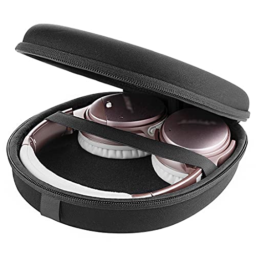 Linkidea Headphones Carrying Case Compatible with Bose QC45, QC35 II, QC 35, QC 25, AE2, AE2i, AE2w Case, Protective Hard Shell Travel Bag with Cable, Charger Storage (Black)