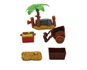 replacements parts for little people nativity & christmas story nativity, (2 fences, food crate, cart, hay bale, and hay box)