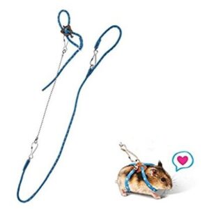 PetintheGarden Adjustable Harness Leash Hamster Rat Mouse Squirrel Sugar Glider Small Animal (Blue)