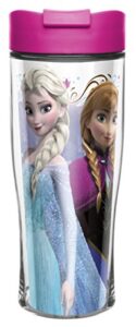zak! designs insulated travel mug with anna and elsa from frozen, 15-ounce